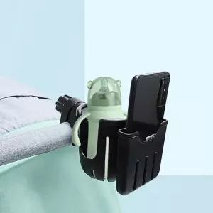 유모차컵홀더 스마트폰거치대 자전거 유모차 2in1 텀블러 수납 거치 훅