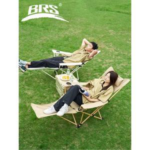 BRS 2-in-1 리클라이닝 캠핑 의자 해변용 조절 가능한 등받이 및 발판이 있는 경량 접이식 캠핑 라운지 의자
