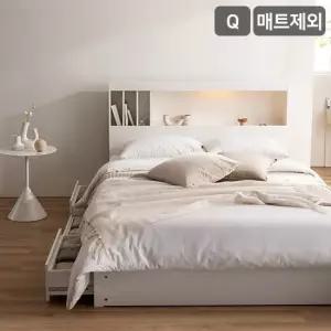 삼익가구 클로드 책장형 LED 4단 수납 침대매트제외-퀸