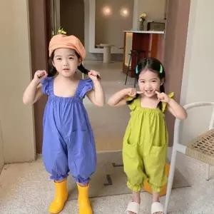 프릴 날개 스퀘어넥 와이드 점프수트 아동점프슈트 멜빵바지