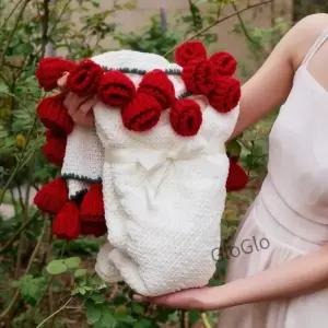 손뜨개 장미 해바라기 꽃다발 담요 패션 DIY 공예 완성 인공 니트
