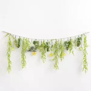 몬스테라 조화 가랜드 네츄럴 그린잎 바인 150x60cm DIY) 여름 인테리어 꽃 벽장식 벽걸이 소품 꾸미기