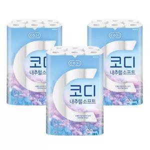 코디 내추럴 소프트 3겹 27m 30롤 3개