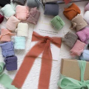 3cm 5야드 수동 찢은 생지 립 리본 시폰 DIY 웨딩 파티 부케 생일 장식 선워터 포장용