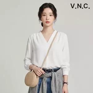 [비지트인뉴욕]브이넥 셔링 블라우스 (VC2LSE1)