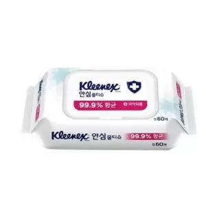 유한킴벌리)크리넥스 안심 물티슈(캡형 60매)/물티슈/휴대용/클렌징/티슈/클린징/업소용/일회용/여행용