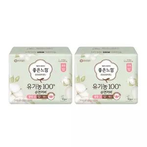 좋은느낌 유기농100%순면커버 날개형 울트라슬림, 중형, 18매, 2개