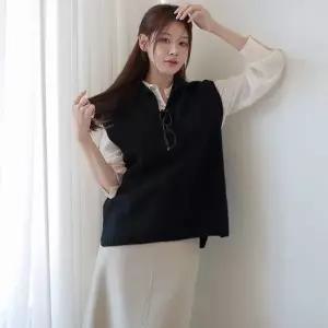 [르포엠][최초가 69,000원][르포엠]테르아 울 블렌딩 니트베스트+블라우스
