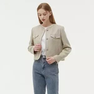 플라스틱아일랜드 PLASTICKISLAND 상설라운드넥 포켓디테일 트위드 자켓 PQ3WJ461 449823
