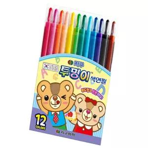 세온샵 투명 색연필 12색 문구용품 색칠놀이