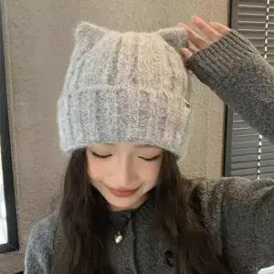 [옷자락]옷자락 미니멀 귀여운 니트 고양이모자 미니멀