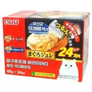 친절한탄씨 고양이 간식 유산균 가다랑어포 참치가다랑어 파우치 24입 65g 이나바쥬레