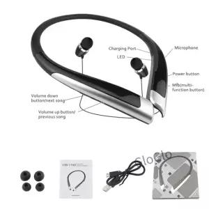 HBS-1100 스테레오 블루투스 폰 바이노럴 핸즈프리 넥밴드 이어폰 패션 미니 무선 셋