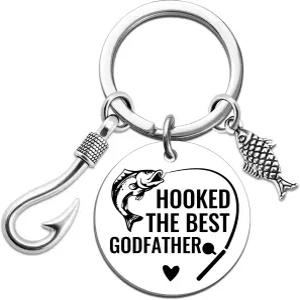 MOEXUKO 대부 제안 선물 키체인 The Godfather Gift from Godchild 남성을 위한 재미있는 낚시 생일