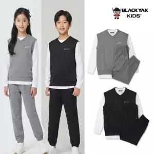 [롯데백화점]블랙야크 키즈 공용 오버핏조끼+긴팔티셔츠+조거팬츠 S플레이조끼3PCS세트OV[1BKSEFU005]
