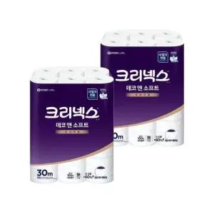 크리넥스 데코앤소프트 두루마리 무향 화장지 30m 24롤 x 2팩