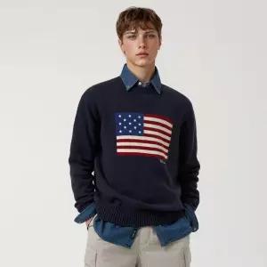 후아유 American Flag Intarsia Pullover WHKAG1292U