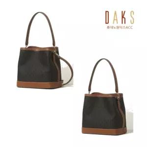 [백화점 홈쇼핑 정품] DAKS ACC [인기상품] DCBA3F863W3 브라운 바넷 DD패턴 가죽배색 미디움 버킷백