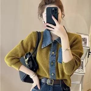 [옷자락]미니멀 퀸즈 데님카라 도톰가디건