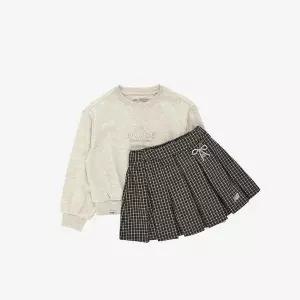 [셀러허브]뉴발란스키즈(NB Kids) NBgC_체크 스커트 세트 NK9YG4904G_Oatmeal Melange (S52609630)