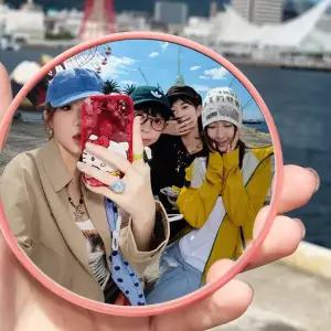 여행용 미니 원형 손거울 셀피촬영 휴대용 볼록거울 2color