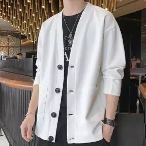 [무슈봉]남성 봄가을 무드 딥 브이넥 데일리 가디건 우븐 원단 (45873730A)