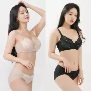 비너스 자스민 빅사이즈 와이어 홑겹 레이스 풀컵 브라 팬티 세트 JBR8005S