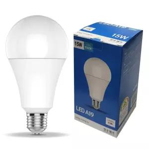 장수램프 A19 LED 벌브 전구 15W E26 주광색 다마
