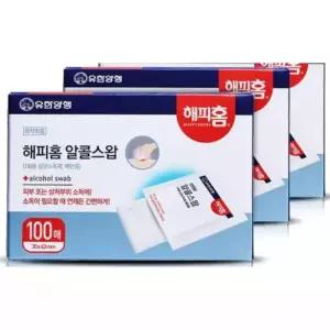 [유한양행] 해피홈 소독용 알콜스왑(알콜솜) 100매입 3개