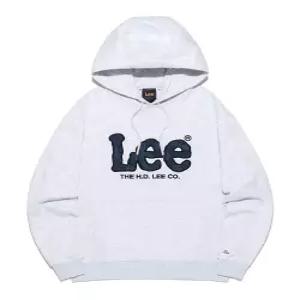 리 LEE 빅 치 데님 아플 케 후드 티셔츠 라이트그레이