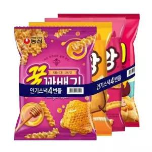 [보리보리/마트인코리아_MIK]농심 인기스낵 4번들(자갈치+감자깡+고구마깡+꿀꽈베기) 4봉