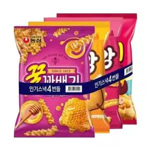 [롯데백화점]농심 농심 인기스낵 4번들(자갈치+감자깡+고구마깡+꿀꽈베기) 4봉