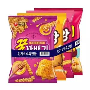 농심 인기스낵 4번들(자갈치+감자깡+고구마깡+꿀꽈베기) 4봉