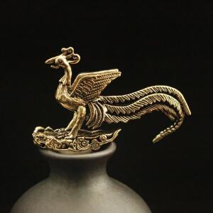 레트로 봉황 장식품 1개 Xiangyun Phoenix 사무실 책상 작은 골동품 오래된 구리 제품