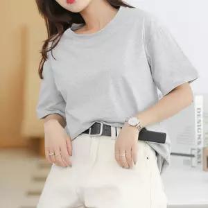 베이직 라운드 노브라 반팔티 넉넉한핏 체형 커버