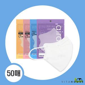 에어데이즈 슬림핏 마스크 KF94 화이트 x 50매 미세먼지 황사 일회용 새부리형 V