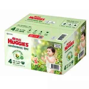 하기스 자연주의 듀얼흡수 네이처 메이드 팬티형 기저귀 대용량 4단계 8~13kg 80개