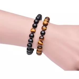 남성 호안석 흑요석 천연 원석 비즈 염주 행운 재물 기운 패션 팔찌 accessory