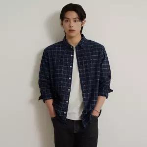 [백화점 정품] 빈폴 멘 스몰 체크 셔츠 - 네이비 (BC6864C13R)
