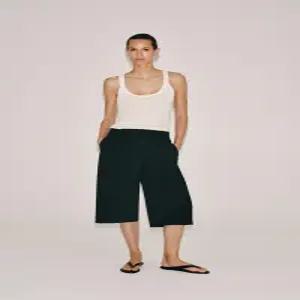 ZARA ZW 컬렉션 플랫 프론트 스트레이트 버뮤다 팬츠 - 블랙 2060/570/800