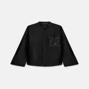 ZARA 자라 자수 포켓 셔츠 ZW 컬렉션 - 블랙 4786/284/800 384176