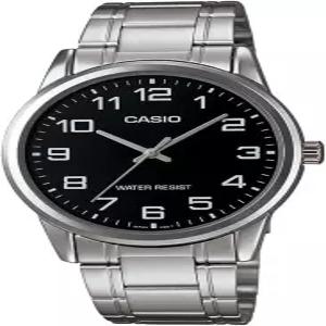 Casio MTP-V001D-1B 남성용 스탠다드 스테인리스 스틸 이지 리더 블랙 다이얼 시계