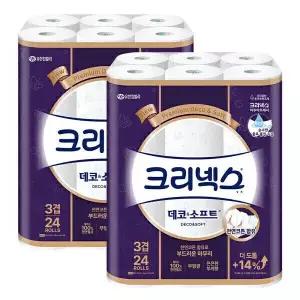 크리넥스 3겹 데코소프트 28m 24롤 2팩 화장지 781592