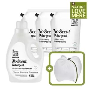 네이쳐러브메레 안심 신생아 무향세탁세제 1800ml 용기형 1개 + 1300ml 리필형 3개 [GIFT] 아기 무형광 원형 세탁망 중형 1개