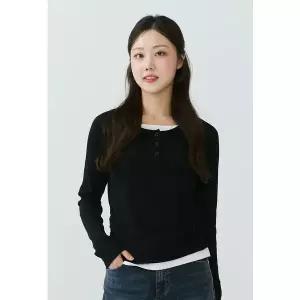 [잠뱅이](김해점)여) 헨리넥 레이어드 여성 골지 긴팔 티셔츠 AQ1WTL256