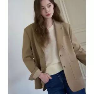 DRAWFIT WOMEN 2버튼 오버핏 싱글 블레이저 [BEIGE]