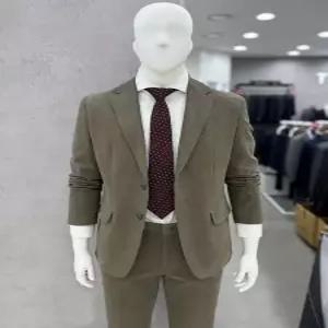 [트루젠]남자 카키 브라운 스웨이드 코튼 면혼방 캐주얼 정장 셋업 수트 세트 / 허리 28인치 정장 면접 예