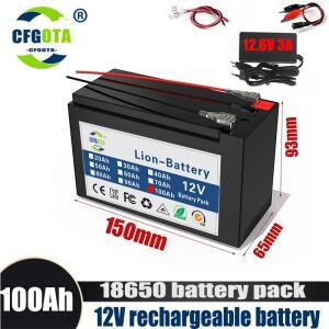 12V 100Ah 리튬 이온 18650 배터리 전기 자동차 팩 내장 BMS 30A 고전류 +