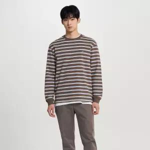 빈폴 멘 SS26멀티 스트라이프 라운드넥 긴소매 티셔츠브라운 BC6241C57D