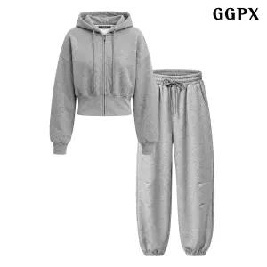 베이직 크롭 후드 집업 조거 팬츠 세트 GQCOW014D 1411218